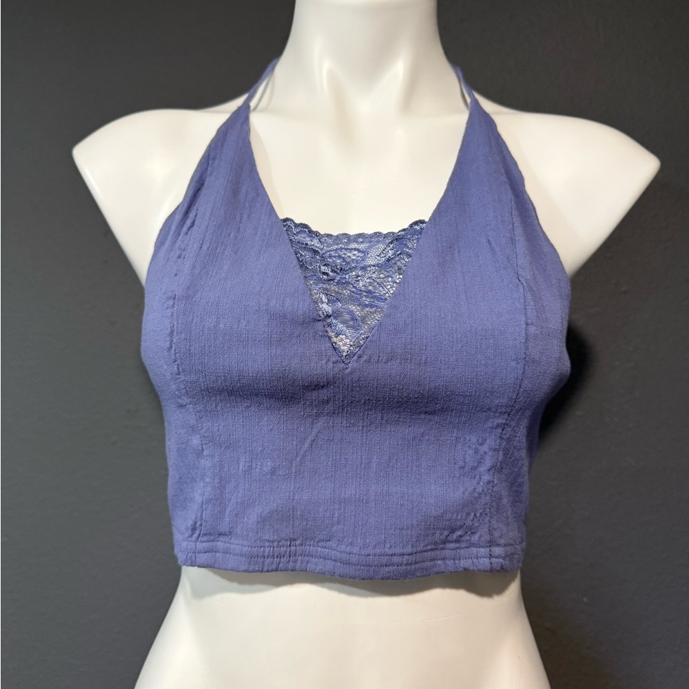 Free People Purple Halter Lace Tank Top